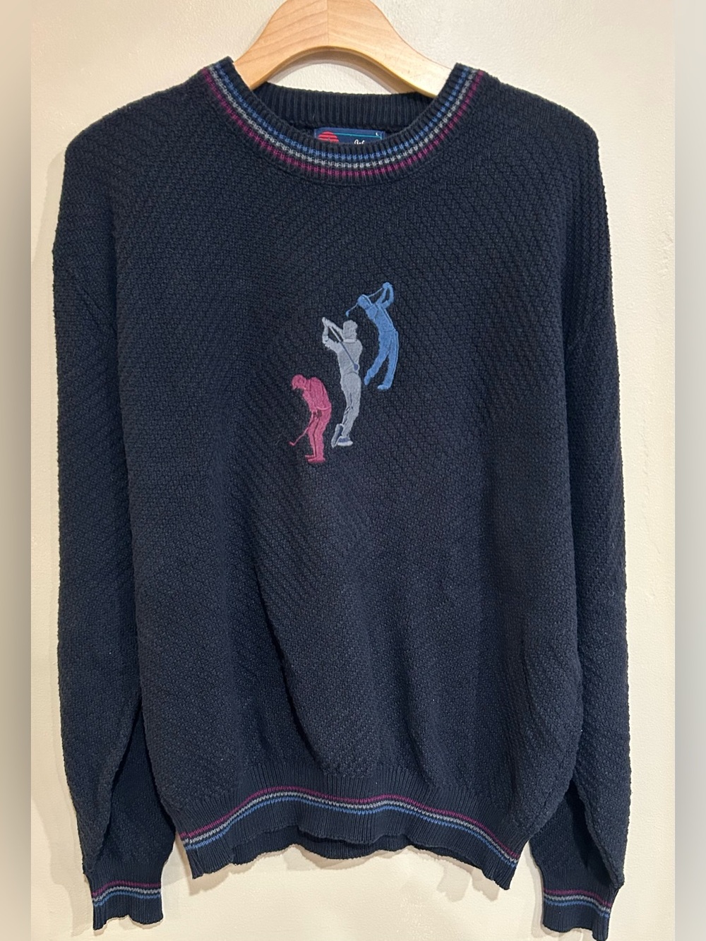 VTG Isle Of Cotton Sweater Mens Golf Pullover USA Made Large Preppy Outdoors